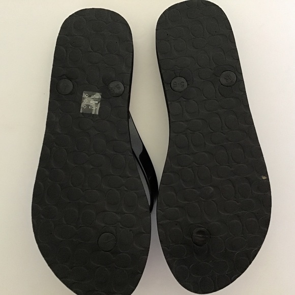 COACH ABBIGAIL BLACK STAR PATTERN FLIP FLOPS 5/6 - Picture 7 of 12